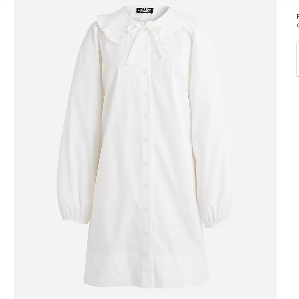 Ruffle-collar mini shirtdress in cotton poplin XS EUC
